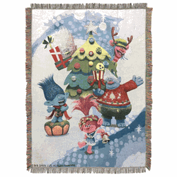 Dreamworks Trolls Holiday Time Tapestry Throw Blanket 48x60 Inches