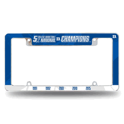 Duke Blue Devils 5 Time Multi Champ 12" x 6" Chrome All Over Automotive License Plate Frame