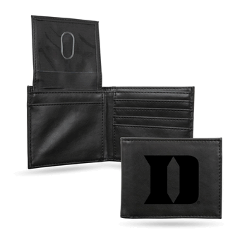 Duke Blue Devils Black Laser Engraved Billfold Wallet