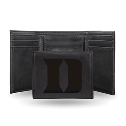 Duke Blue Devils Black Laser Engraved Faux Leather Trifold