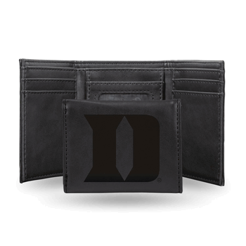 Duke Blue Devils Black Laser Engraved Faux Leather Trifold