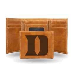Duke Blue Devils Brown Laser Engraved Faux Leather Trifold