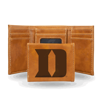 Duke Blue Devils Brown Laser Engraved Faux Leather Trifold