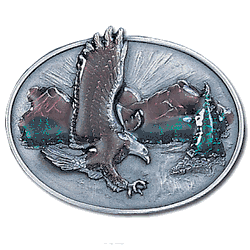 Eagle Over Mountains Enameled Belt Buckle