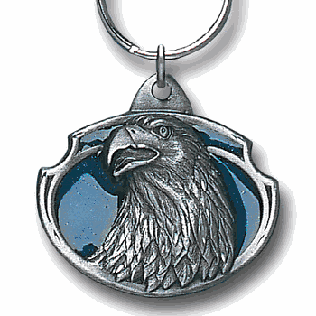 Eagle Profile Metal Key Chain with Enameled Details