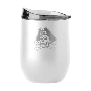East Carolina Pirates 16oz White Etch Powder Coat Curved Bev