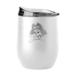East Carolina Pirates 16oz White Etch Powder Coat Curved Bev