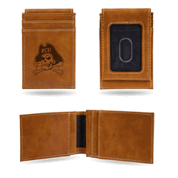 East Carolina Pirates Brown Laser Engraved Front Pocket Wallet