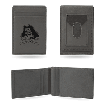 East Carolina Pirates Gray Laser Engraved Front Pocket Wallet