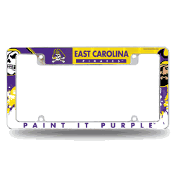 East Carolina Pirates Primary 12" x 6" Chrome All Over Automotive License Plate Frame for Car/Truck/SUV