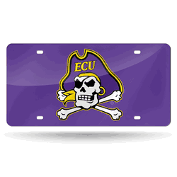 East Carolina Pirates Purple 12" x 6" Laser Cut Tag For Car/Truck/SUV