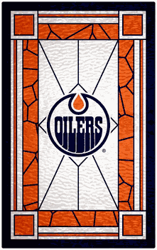 Edmonton Oilers 11x19 Stained Glass Wood Sign