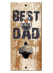 Edmonton Oilers Best Dad Bottle Opener   Wood Sign
