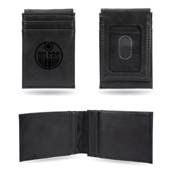 Edmonton Oilers Black Laser Engraved Front Pocket Wallet