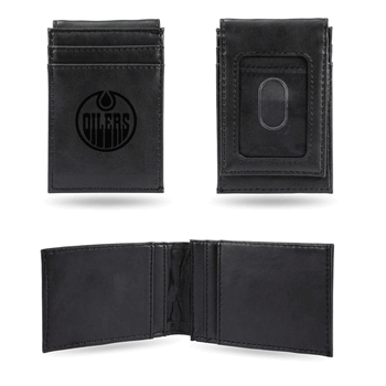 Edmonton Oilers Black Laser Engraved Front Pocket Wallet