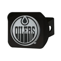 Edmonton Oilers Black Metal Hitch Cover with Metal Chrome 3D Emblem