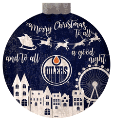 Edmonton Oilers Christmas Village 12in Wall Art