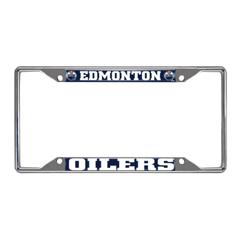 Edmonton Oilers Chrome Metal License Plate Frame, 6.25in x 12.25in