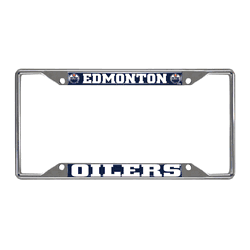 Edmonton Oilers Chrome Metal License Plate Frame, 6.25in x 12.25in
