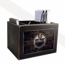 Edmonton Oilers Distressed Desktop Organizer w/Team Color