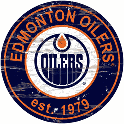 Edmonton Oilers Distressed Round Sign