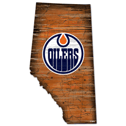 Edmonton Oilers Distressed State Cutout Sign