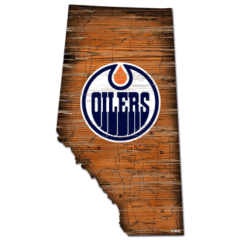 Edmonton Oilers Distressed State Cutout Sign