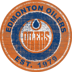 Edmonton Oilers Heritage 24" Distressed Round Sign