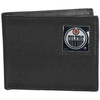 Edmonton Oilers Leather Bi-fold Wallet Packaged in Gift Box