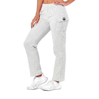 Edmonton Oilers NHL Kadi Cargo Straight Fleece Pants Heather Grey Medium
