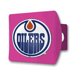 Edmonton Oilers Pink Metal Hitch Cover with  3D Color Emblem