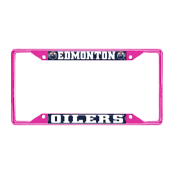 Edmonton Oilers Pink Metal License Plate Frame - 6.25"x12.25"