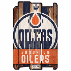 Edmonton Oilers Sign 11x17 Wood Fence Style