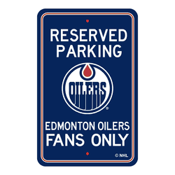 Edmonton Oilers Team Color Reserved Parking Sign Dcor 18in. X 11.5in. Lightweight