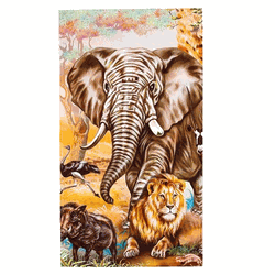 Elephant Lion and Safari Animals Beach Towel 30x60 Inches