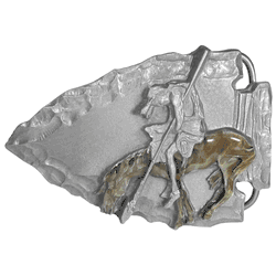 End of the Trail/Arrowhead Enameled Belt Buckle