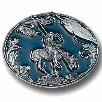 End of the Trail Enameled Belt Buckle