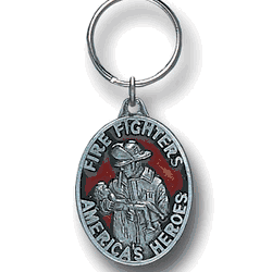 Fire Fighters America's Hero's Metal Key Chain with Enameled Details