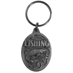 Fishing Antiqued Key Chain with Trout