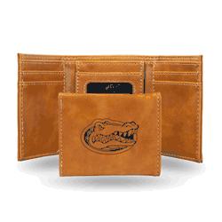 Florida Gators Brown Laser Engraved Tri-Fold Wallet
