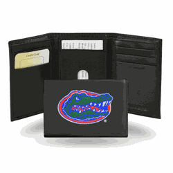 Florida Gators  Embroidered Genuine Leather Tri-fold Wallet 3.25" x 4.25" - Slim