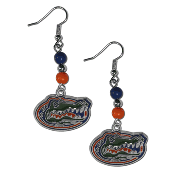 Florida Gators Fan Bead Dangle Earrings