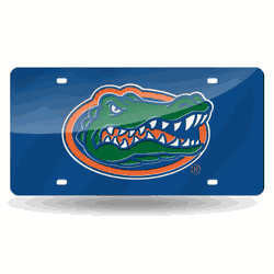 Florida Gators Gator Head Blue 12" x 6" Laser Cut Tag For Car/Truck/SUV