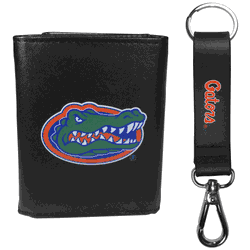 Florida Gators Leather Tri-fold Wallet & Strap Key Chain