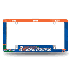 Florida Gators Multi Champ 12" x 6" Chrome All Over Automotive License Plate Frame