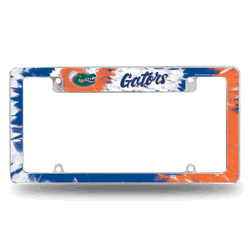 Florida Gators Tie Dye 12" x 6" Chrome All Over Automotive License Plate Frame