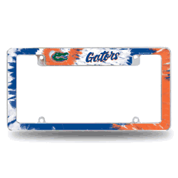 Florida Gators Tie Dye 12" x 6" Chrome All Over Automotive License Plate Frame for Car/Truck/SUV