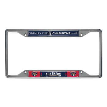 Florida Panthers 2024 Champions Chrome Metal License Plate Frame, 6.25in x 12.25in