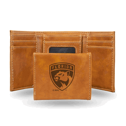 Florida Panthers Brown Laser Engraved Faux Leather Trifold