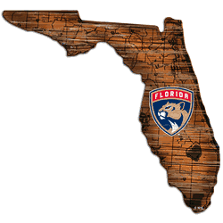 Florida Panthers Distressed State Cutout Sign
